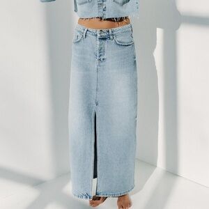 ZARA Midi Jean Split Skirt